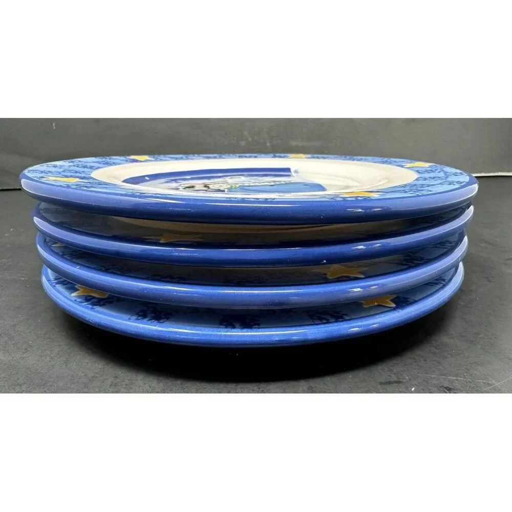 Vtg 4 SANDI GORE EVANS S'MORES THE MERRIER Jolly Follies Salad Plates Snowman - Picture 10 of 13